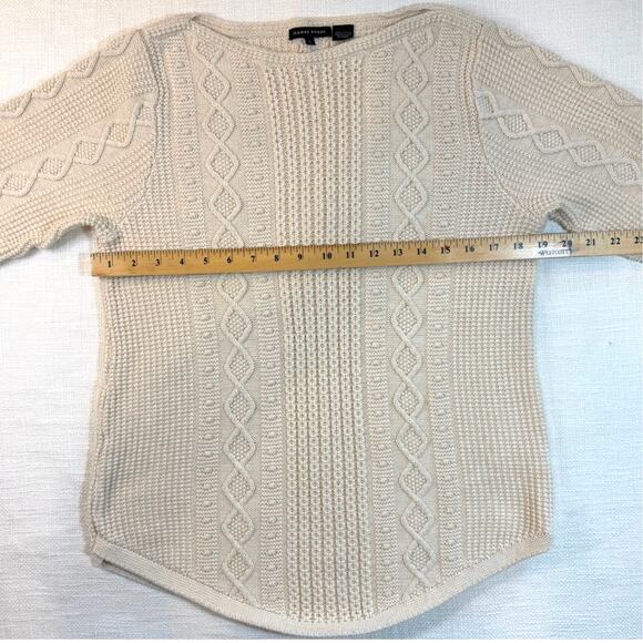 Women’s Sweater L Cream Cable Knit Textured Pullover Cozy-Jeanne Pierre Holiday - Picture 5 of 10